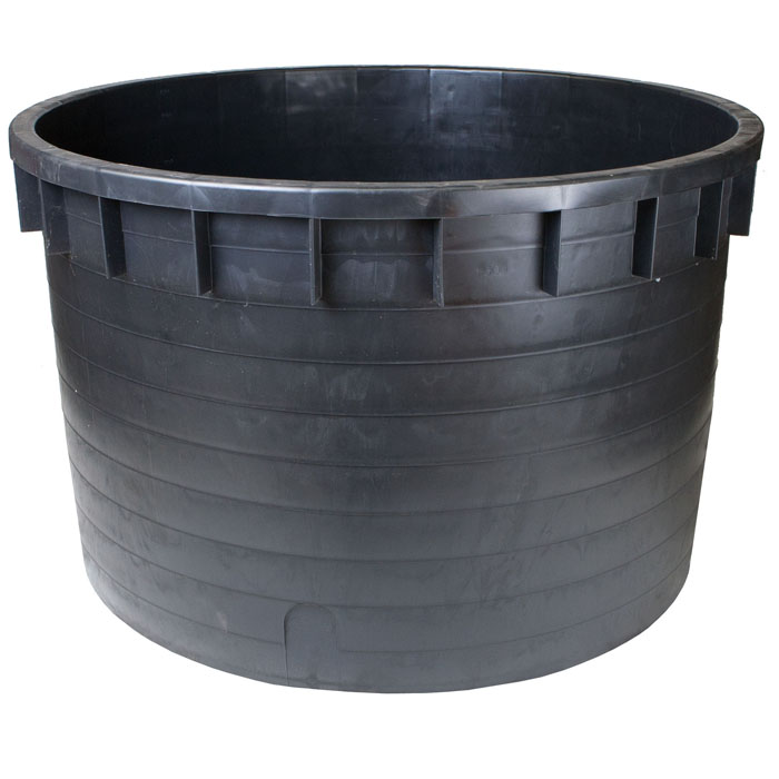 Mastello industriale in plastica (LLDPE) inseribile con diametro 1550 mm e  altezza 1000 mm, di capacità 1500 litri e fondo senza fori di drenaggio