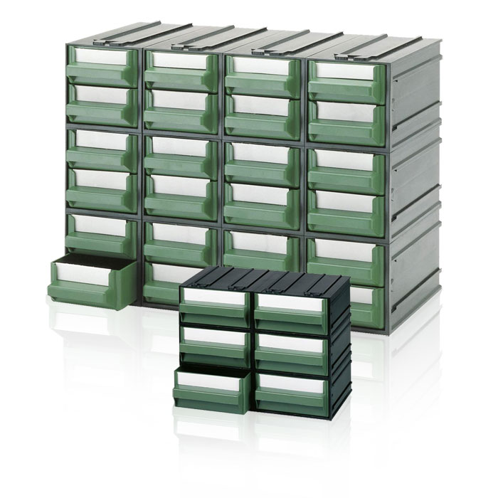 Cassettiera in plastica porta minuterie per magazzino componibile ad  incastro di dimensioni 600 L x 117 P x 206 H mm, con 4 cassetti trasparenti  basculanti ed estraibili - ETA e-commerce