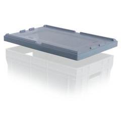 Coperchio di plastica (PP) robusto ad uso alimentare per contenitori Norma Europa di dimensioni esterne 600 L x 400 P con chiusura a cappuccio