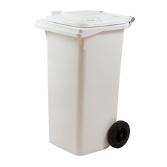Bidone di plastica (HDPE) per raccolta rifiuti  differenziata, dimensioni esterne 500 L x 550 P x 940 H mm, capacità 120 litri, 2 ruote in gomma, dotato di coperchio