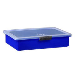 Valigetta in plastica porta minuterie predisposta per vaschette estraibili (fornite separatamente), dimensioni esterne 245 L x 180 P x 55 H mm, con chiusura di sicurezza a scatto