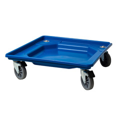 Carrello in plastica (PP) per la movimentazione di cestelli lavastoviglie 500 L x 500 P mm sovrapposti, base con sistema di raccolta gocce, dotato di freno