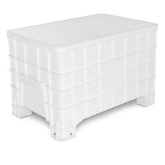 Bins in plastica (HDPE) sovrapponibile per alimenti di dimensioni esterne 1000 L x 635 P x 645 H mm, capacità 300 litri con 4 piedi, fondo e pareti chiuse