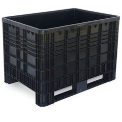 Cassone in plastica (HDPE) sovrapponibile per alimenti di dimensioni esterne 1200 L x 800 P x 800 H mm, capacità 530 litri con 2 traverse, fondo e pareti chiuse
