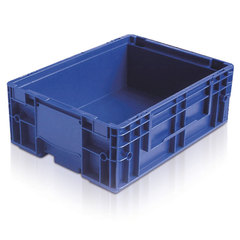 Contenitore in plastica (PP) sovrapponibile KLT con dimensioni esterne 400 L x 300 P x 147 H mm, capacità 10 litri per industria automotive con base rinforzata