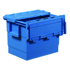 Contenitore in plastica per alimenti (PP) inseribile e sovrapponibile, dimensioni 400 L x 300 P x 300 H mm, capacità 25 litri con coperchio incernierato e portaetichette integrati