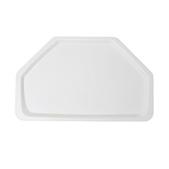 Vassoio in plastica (PP) ad uso alimentare di dimensioni Gastronorm 530 L x 325 P mm, dalla forma trapezoidale semplice e lineare per un lavaggio rapido ed efficace