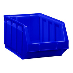 Cassetta bocca di lupo in plastica (HDPE) sovrapponibile di dimensioni esterne 345 L x 205 P x 164 H mm, per stoccaggio minuterie, capacità 10 litri confezione da 24 pz