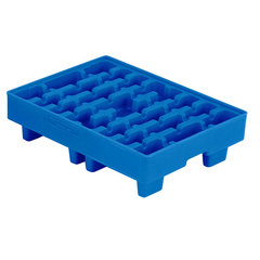 Pallet di contenimento in plastica (HDPE) per alimenti di dim. 800 L x 600 P x 225 H mm, pianale superiore con alveoli di ritenzione fino a 17 litri per movimentazioni in sicurezza