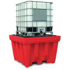 Unità mobile di contenimento in plastica (HDPE) di dim. 1418 L x 1418 P x 748 H mm, con pianale amovibile e capacità di ritenzione 1150 litri per movimentazione una cisternetta