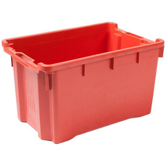 Contenitore in plastica (HDPE) inseribile e sovrapponibile per alimenti, dimensioni esterne 560 L x 350 P x 310 H mm, capacità 40 litri, fondo e pareti chiuse maniglie passanti