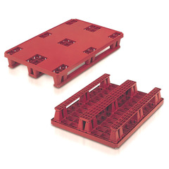 Pallet in plastica (HDPE) per alimenti di dim. 1200 L x 800 P x 172 H mm, base a 3 traverse per garantire maggiore stabilità, pianale pieno e portata statica 1500 Kg