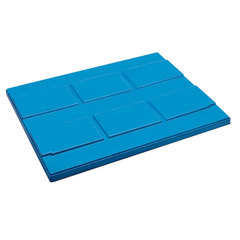 Coperchio calzante in plastica (PP) di dim. 1207 L x 1000 P x 67 H mm, da utilizzare in abbinamento ai pallet in plastica con bordo e contenitori KLT per una movimentazione stabile