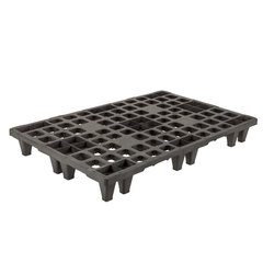 Pallet in plastica (PP) robusto di dimensioni Euro 1200 L x 800 P x 150 H mm con portata statica di 1600 Kg, base con piedi inseribili per ottimizzare spazio quando impilati