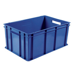 Cassetta in plastica (HDPE) sovrapponibile per alimenti con dimensioni esterne 600 L x 400 P x 260 H mm, capacità 52 litri con fondo rinforzato e pareti chiuse