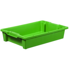 Contenitore in plastica per alimenti (PP) inseribile e impilabile, dimensioni esterne 600 L x 400 P x 120 H mm, capacità 20 litri con fondo e pareti chiuse, maniglie chiuse