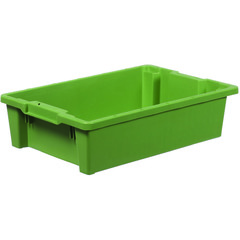 Contenitore in plastica per alimenti (PP) inseribile e impilabile, dimensioni esterne 600 L x 400 P x 150 H mm, capacità 25 litri con fondo e pareti chiuse, maniglie chiuse