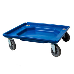 Carrello in plastica (PP) per la movimentazione di cestelli lavastoviglie 500 L x 500 P mm sovrapposti, base con sistema di raccolta gocce, non dotato di freno