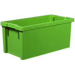 Contenitore in plastica per alimenti (PP) inseribile e impilabile, dimensioni esterne 800 L x 400 P x 350 H mm, capacità 87 litri con fondo e pareti chiuse, maniglie chiuse