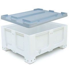 Coperchio in plastica (HDPE) per alimenti adatto a casse pallet in plastica di dimensioni 1200 L x 1000 P, tipo robusto, 40 H mm